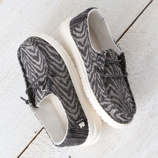 Hey Dude Wendy Woven Zebra Black Stripe Shoes