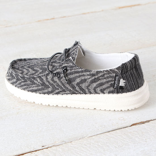 Hey Dude Wendy Woven Zebra Black Stripe Shoes
