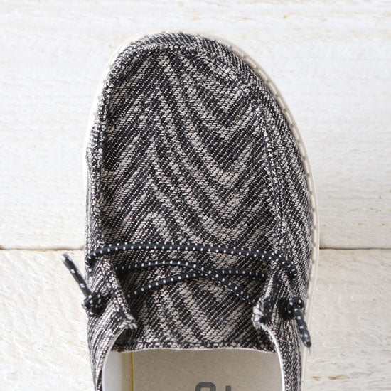 Hey Dude Wendy Woven Zebra Black Stripe Shoes
