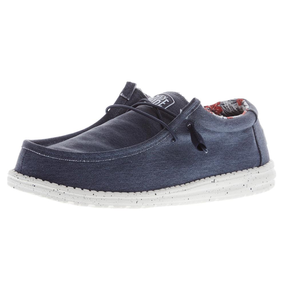 Hey Dude Men's Wally Stretch Canvas Blue Casual Shoe