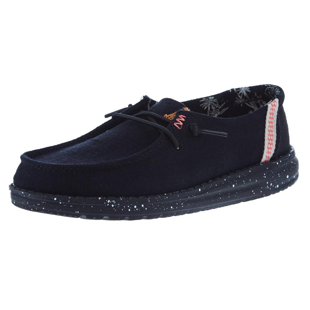 Hey Dude Youth Wendy Washed Canvas Black Casual Shoe