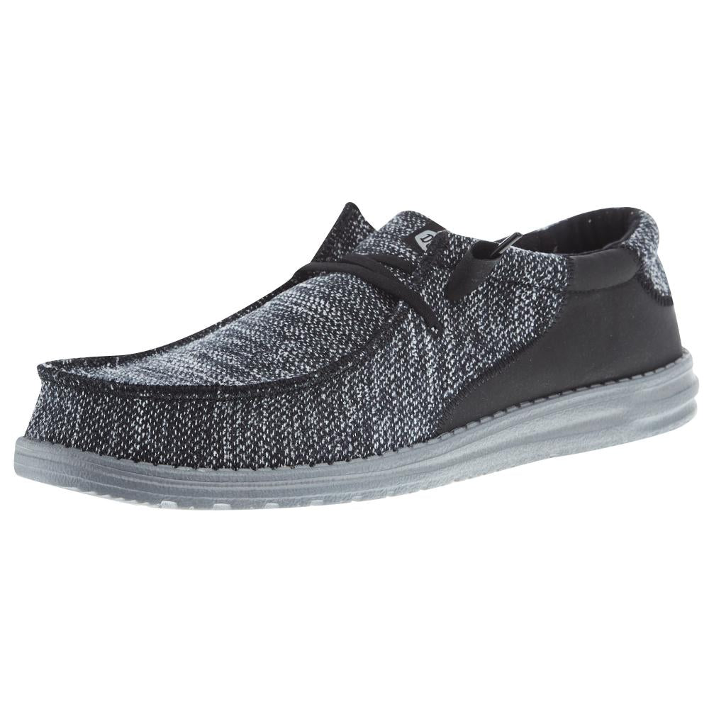 Hey Dude Men's Wally Stitch Flecked Woven Black Casual Shoe
