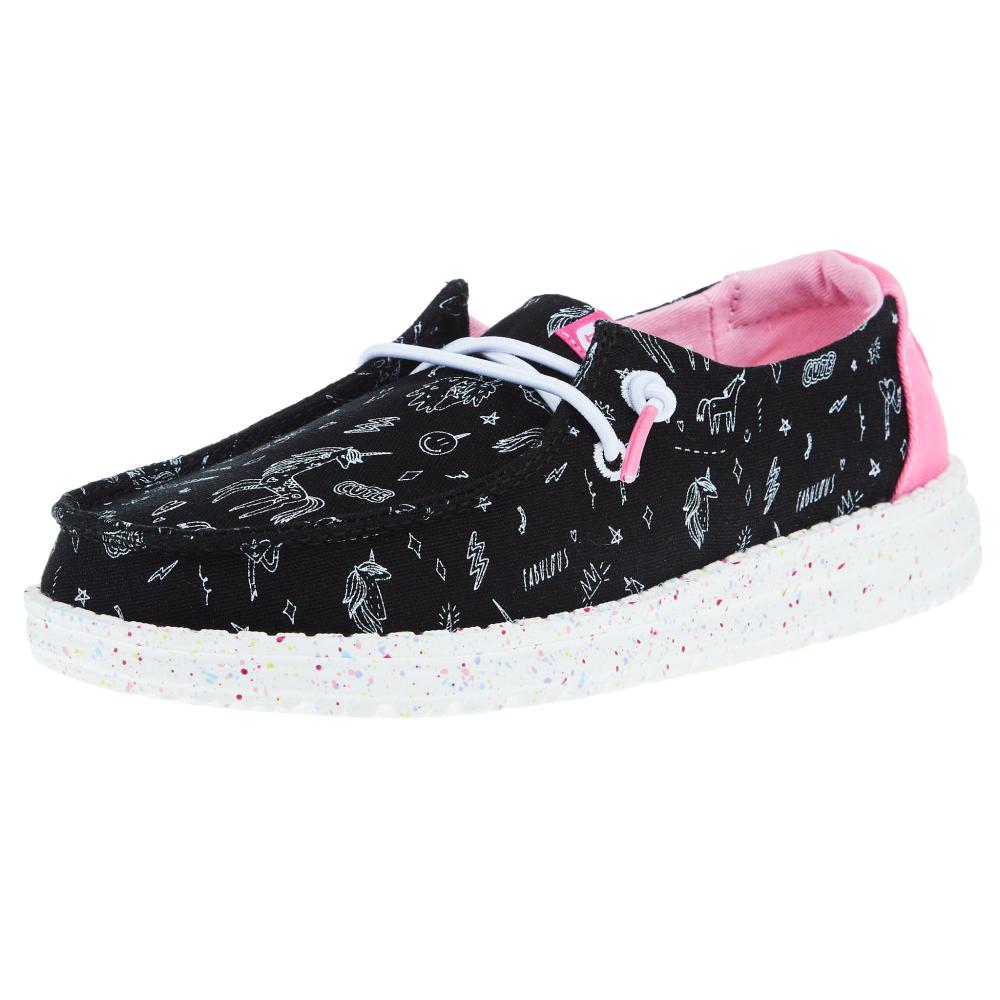 Hey Dude Youth Wendy Unicorn Black Casual Shoe