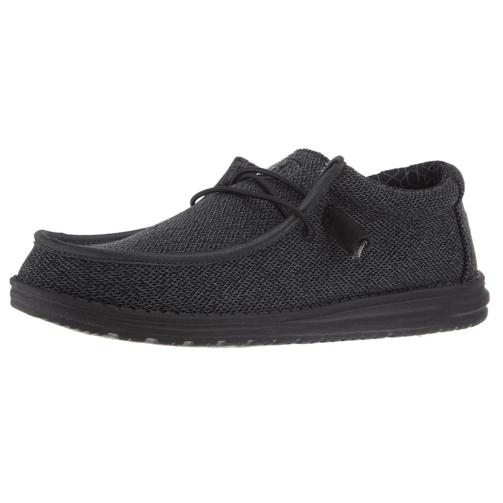 Hey Dude Mens Wally Sox Micro Total Black Casual Shoe