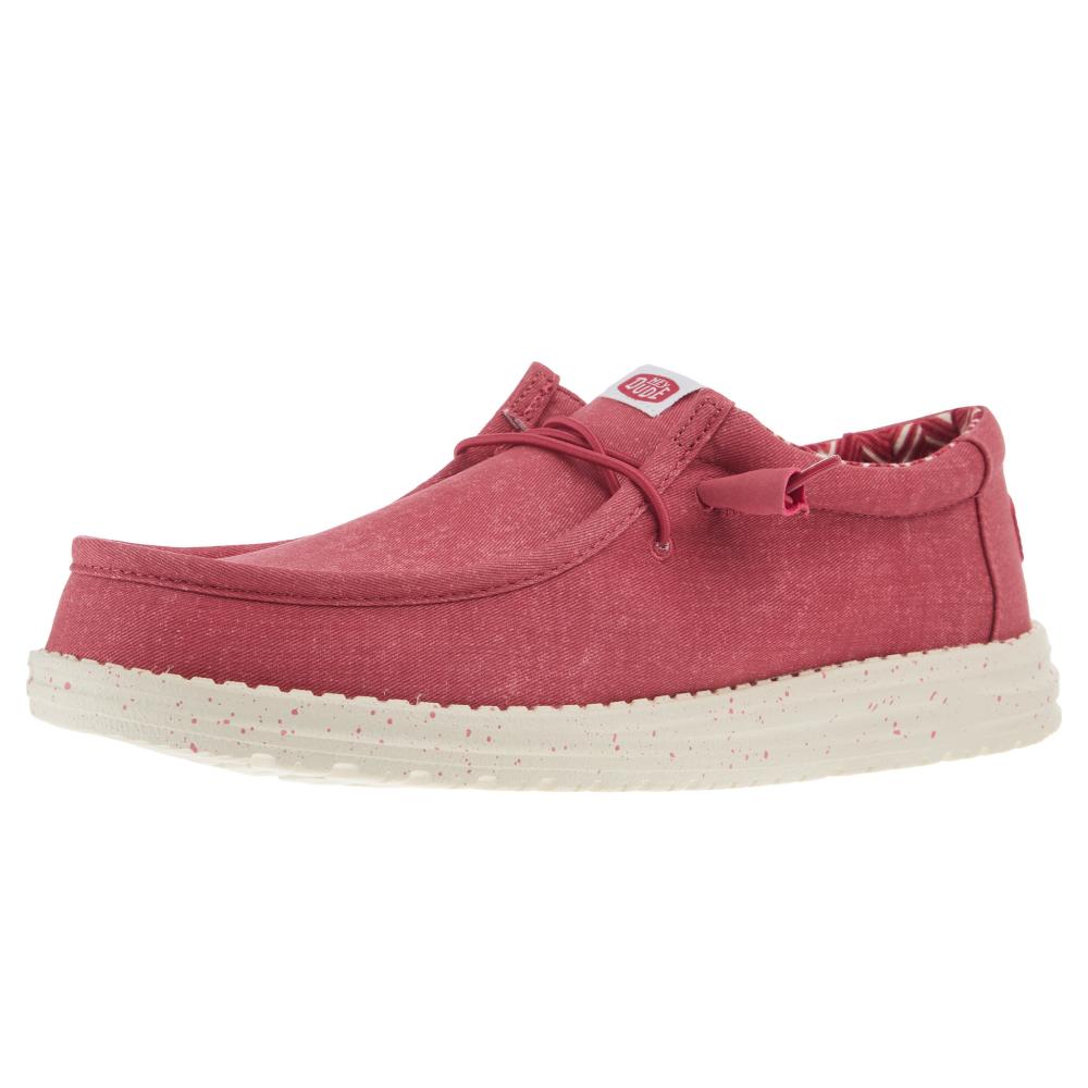 Hey Dude Mens Wally Canvas Red Casual Shoe