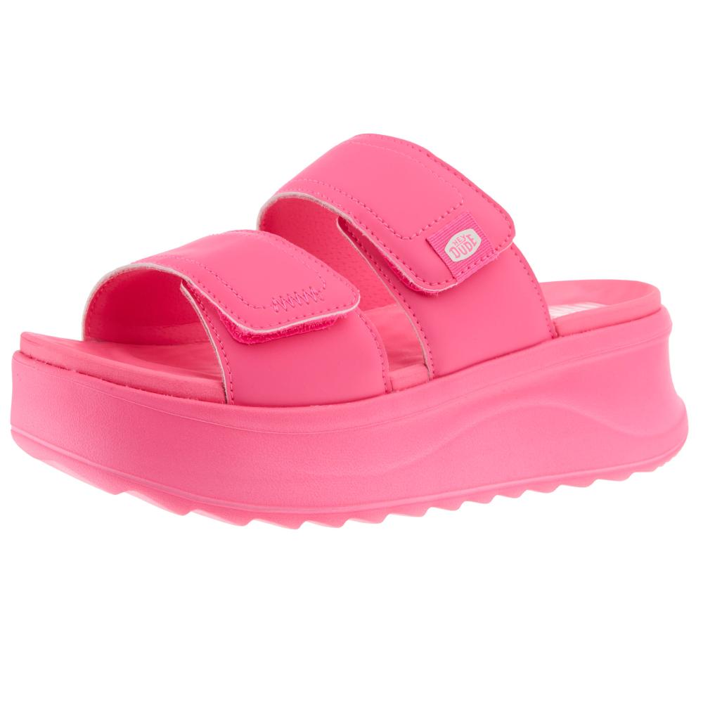 Hey Dude Womens Delray Slide Mono Electric Pink Sandal