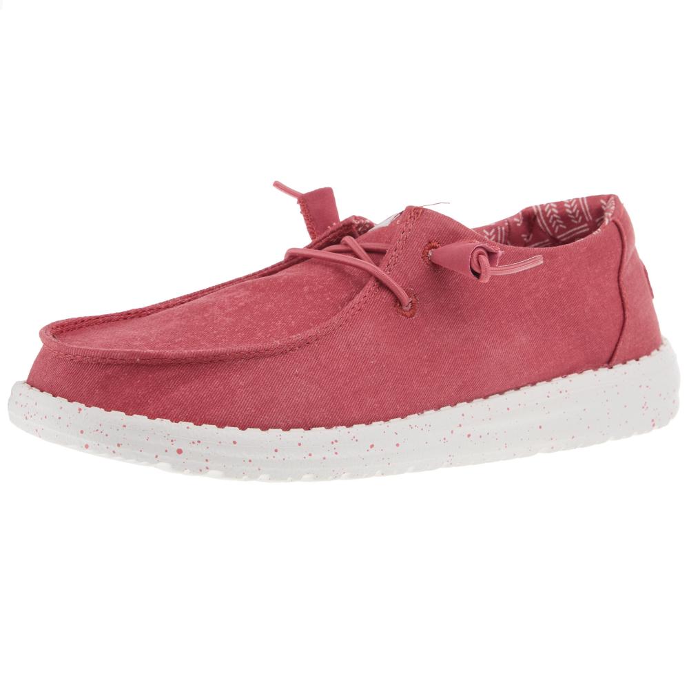 Hey Dude Womens Wendy Stretch Canvas Washed Red Casual