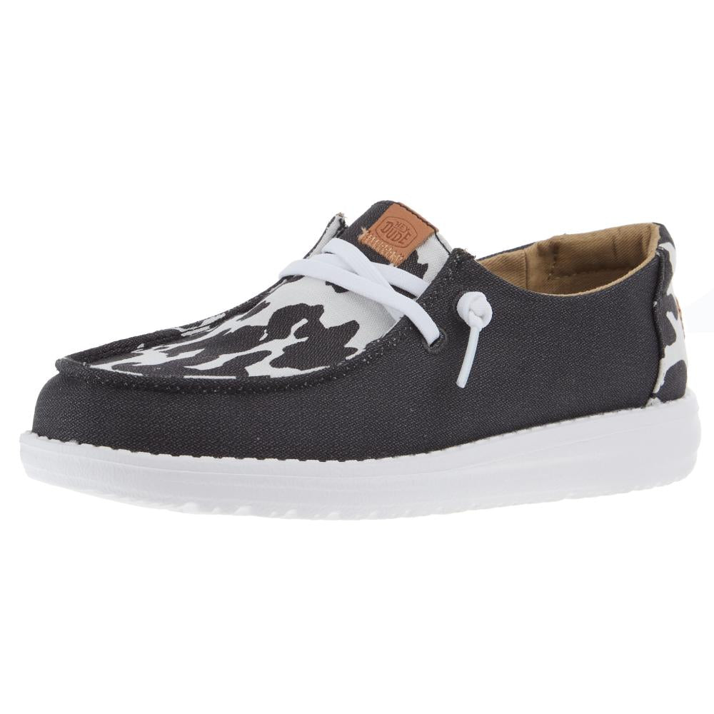 Hey Dude Wendy Animal Black Cow Casual Shoe