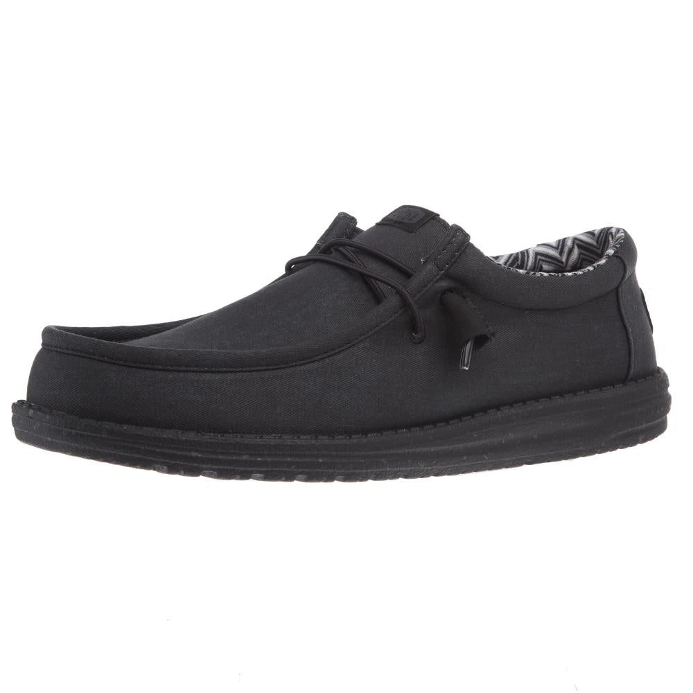 Hey Dude Men's Wally Canvas Black On Black Casual Shoe