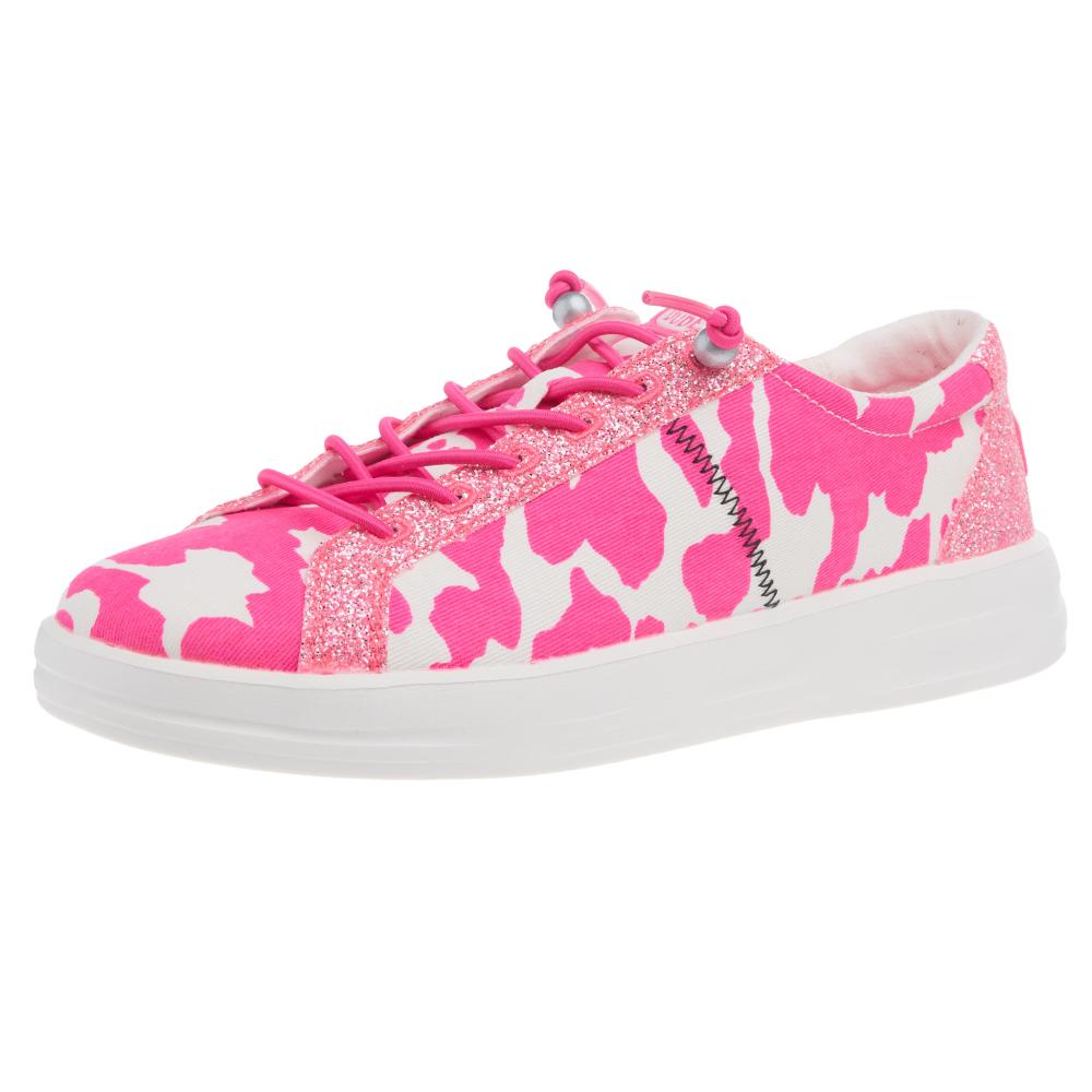 Hey Dude Women`s Karina Cow Electric Pink Casual