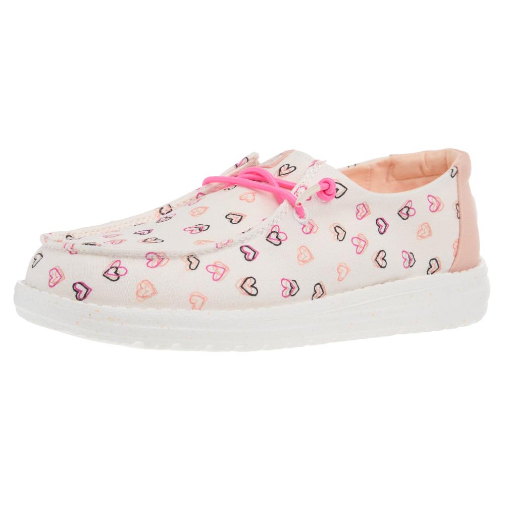 Hey Dude Youth Wendy White and Pink Double Hearts