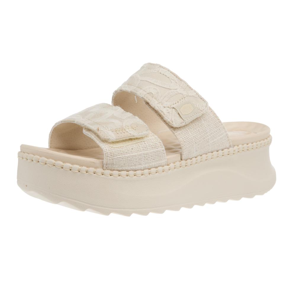 Hey Dude Women`s Delray Whipstitch Natural White Slide