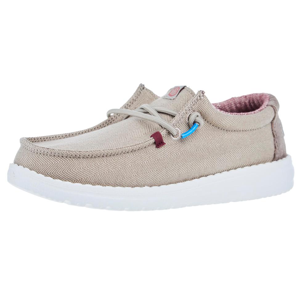 Hey Dude Youth Wally Herringbone Tan Casual Shoe