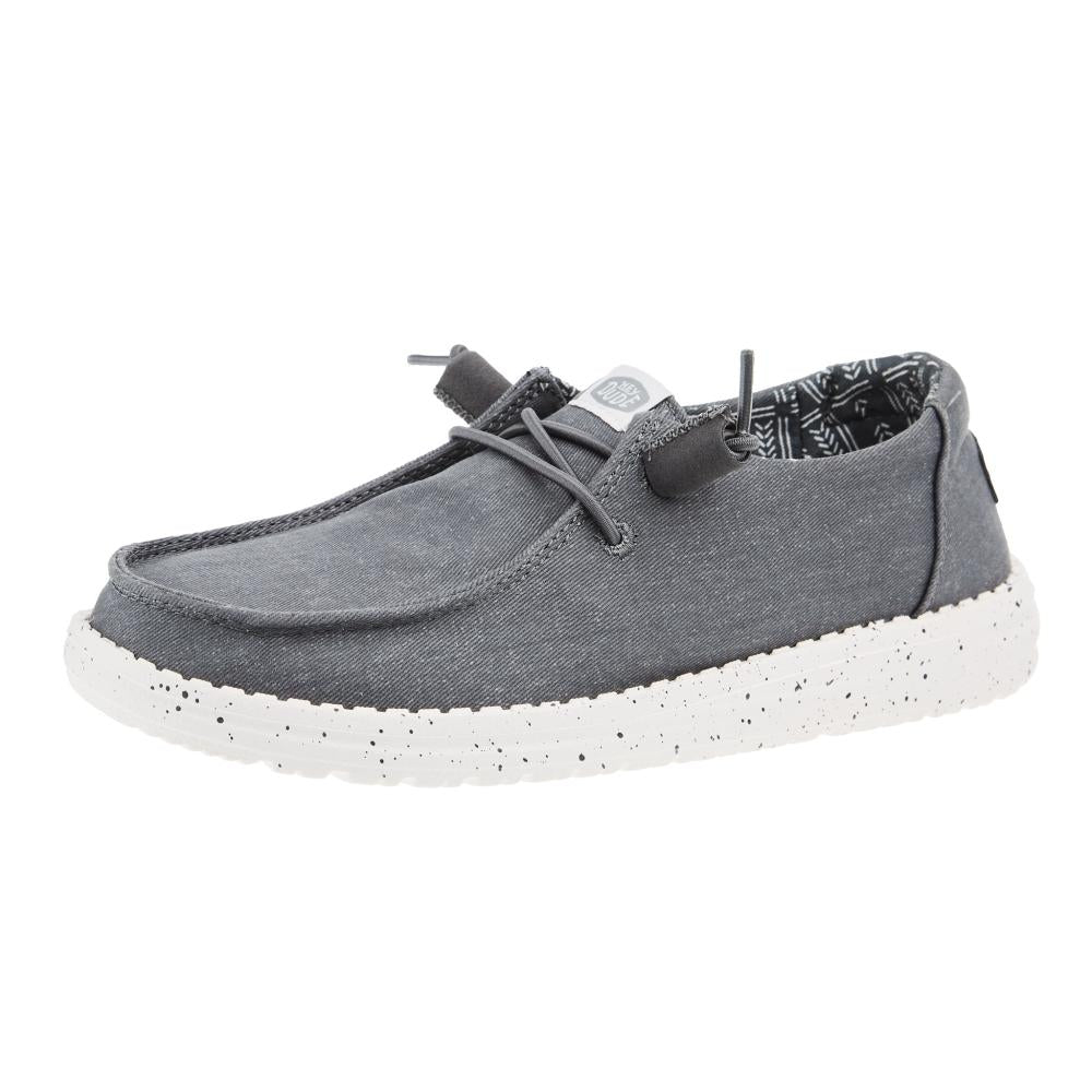 Hey Dude Womens Wendy Dark Grey Stretch Canvas Casual Shoe