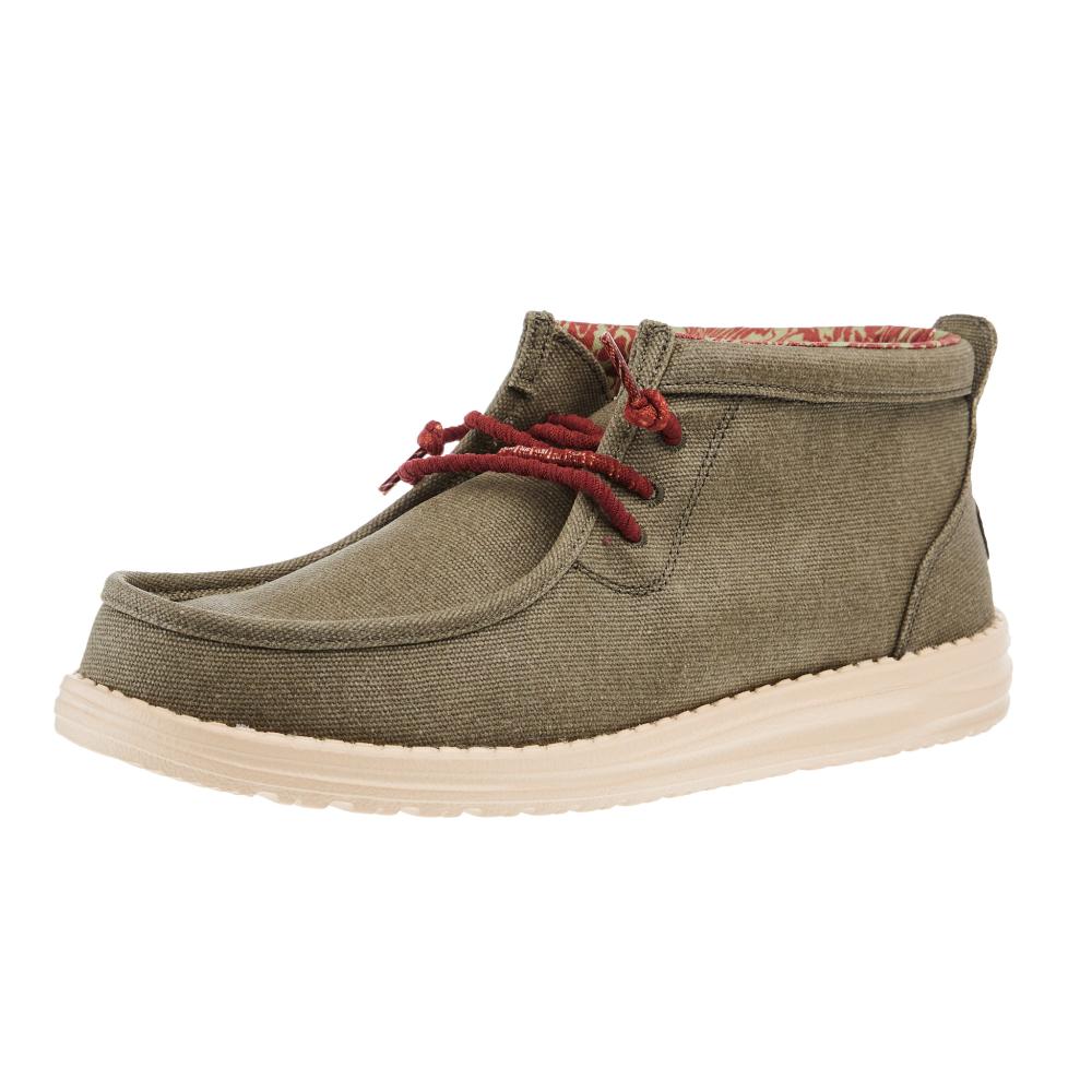Hey Dude Mens Wally Olive Mid Casual Shoe