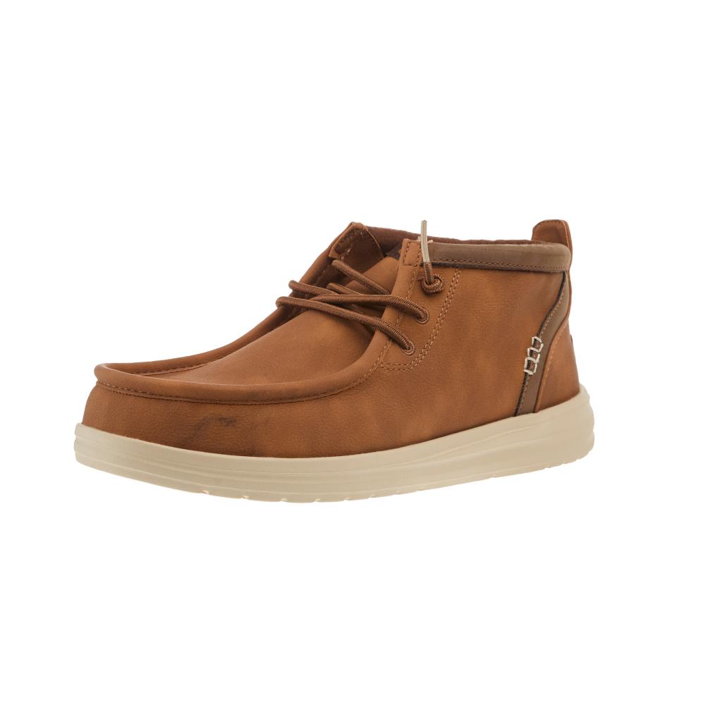 Hey Dude Mens Wally Mid GripR Cognac Casual Shoe