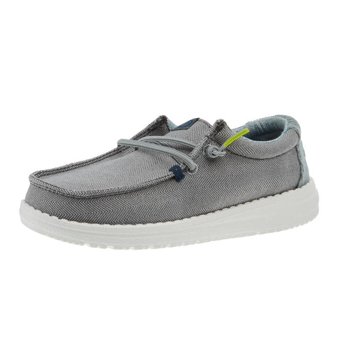 Hey Dude Boys Wally Charcoal Herringbone Shoe