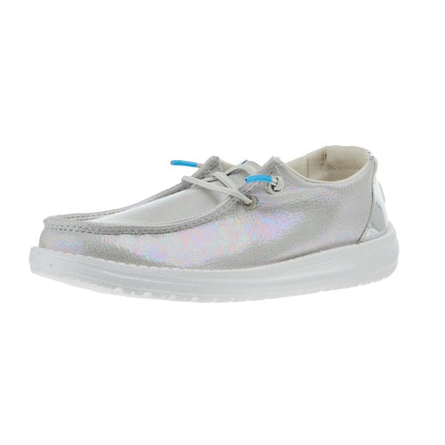 Hey Dude Girls Wendy Iridescent Sparkle Silver Shoe