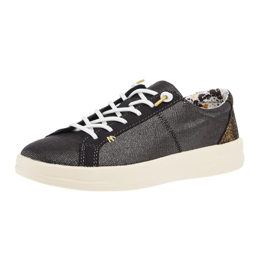 Hey Dude Womens Karina Shimmer Black Sneaker