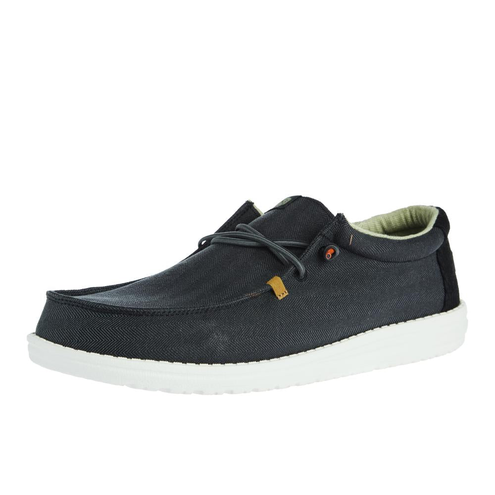 Hey Dude Men`s Black Wally Herringbone Casual Shoe
