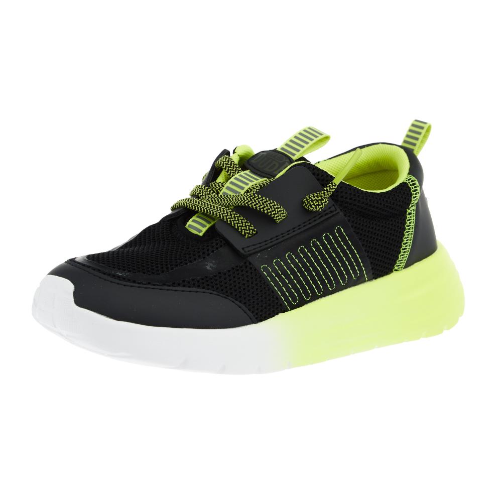 Hey Dude Sirocco Play Youth Sport Black and Lime Punch Casual Shoe