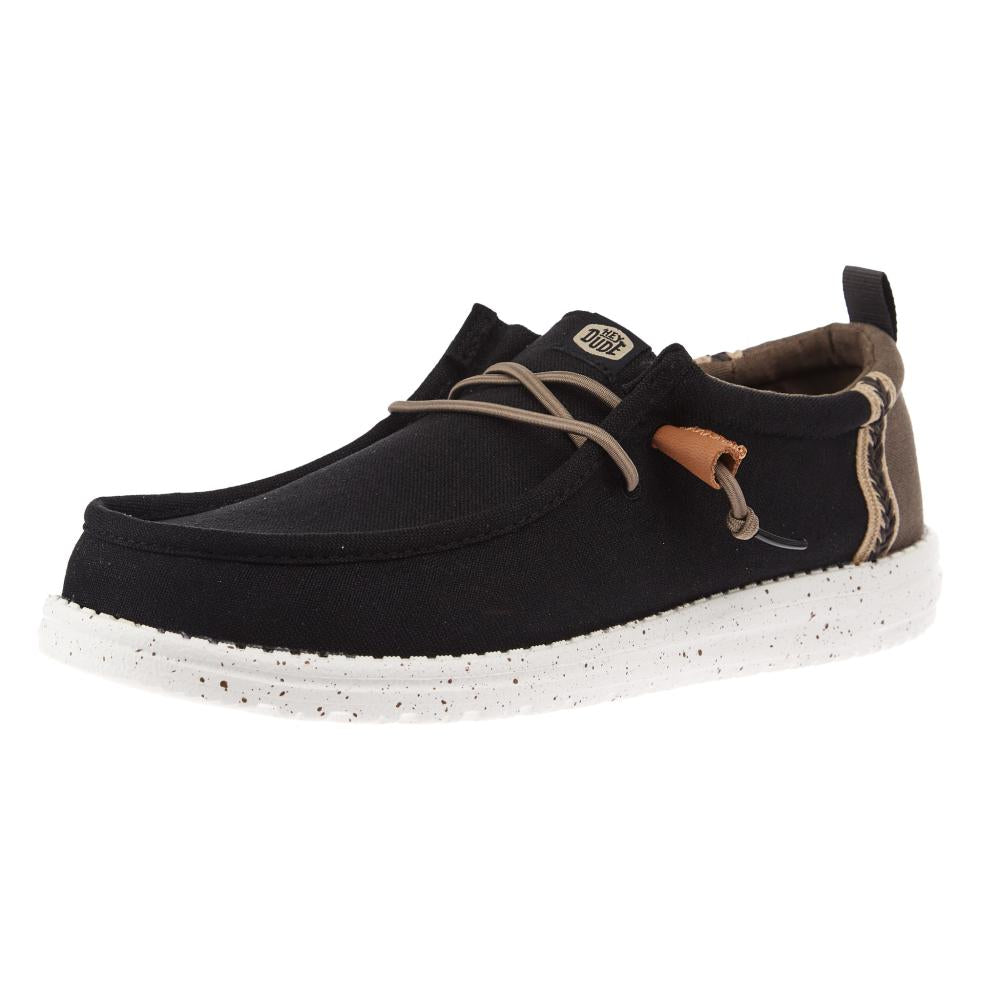 Hey Dude Men`s Black/Walnut Wally Summer Linen Casual Shoe