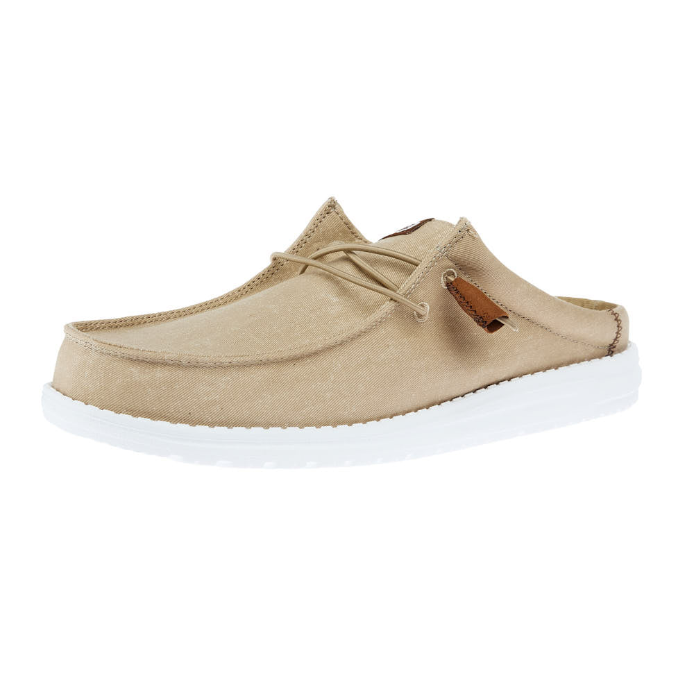 Hey Dude Men`s Tan Wally Slip Stretch Canvas Casual