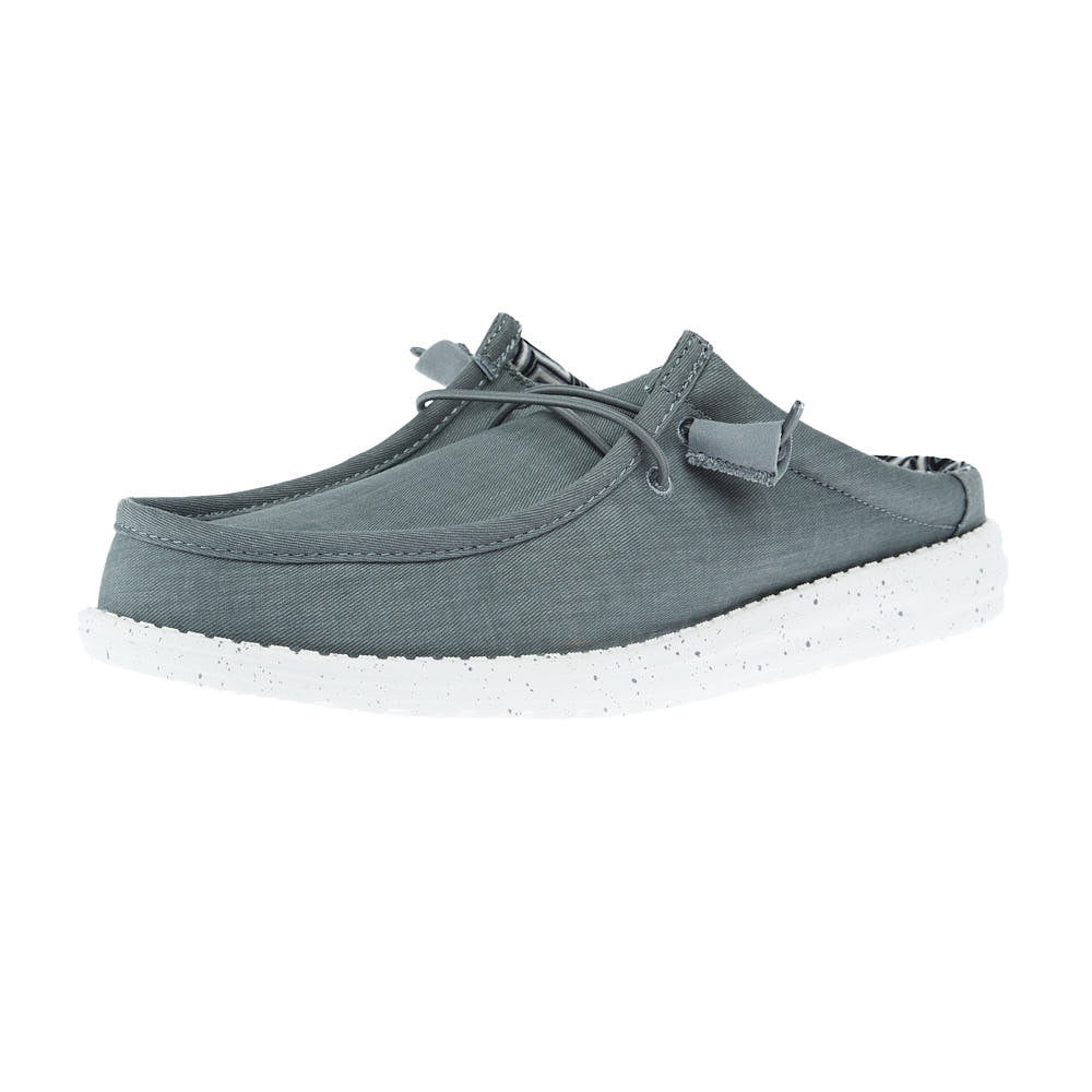 Hey Dude Men`s Grey Wally Slip Stretch Canvas Casual