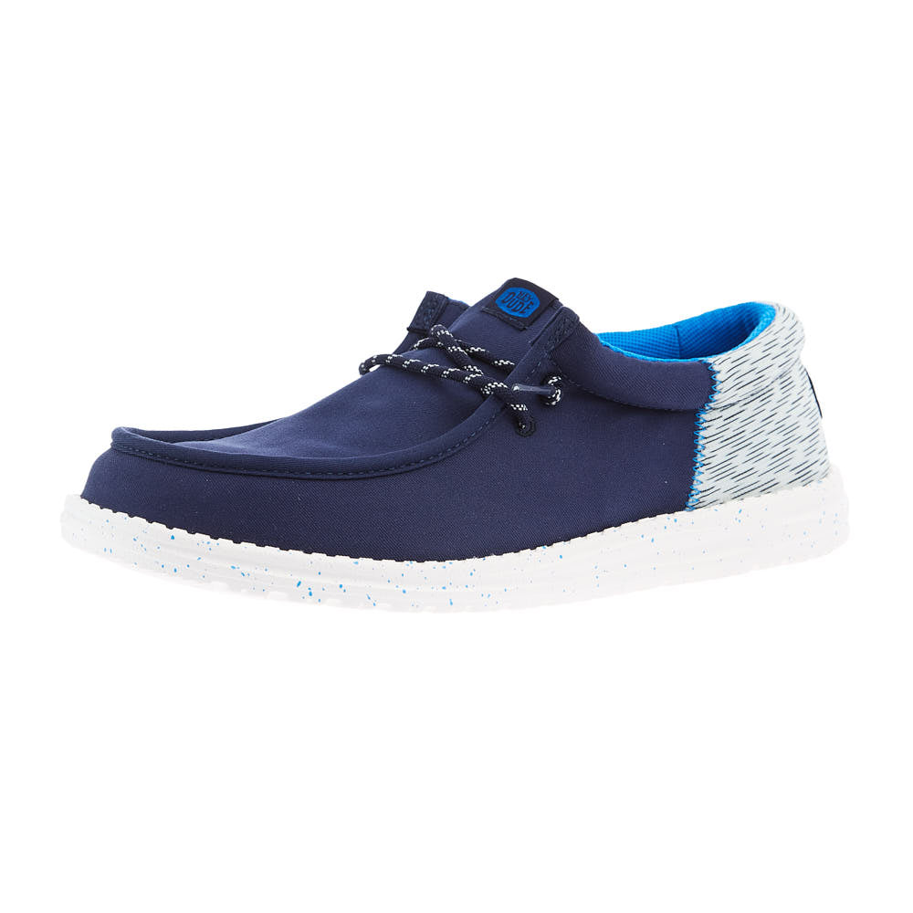 Hey Dude Mens Black and Blue Wally Funk Jersey Casual Shoe