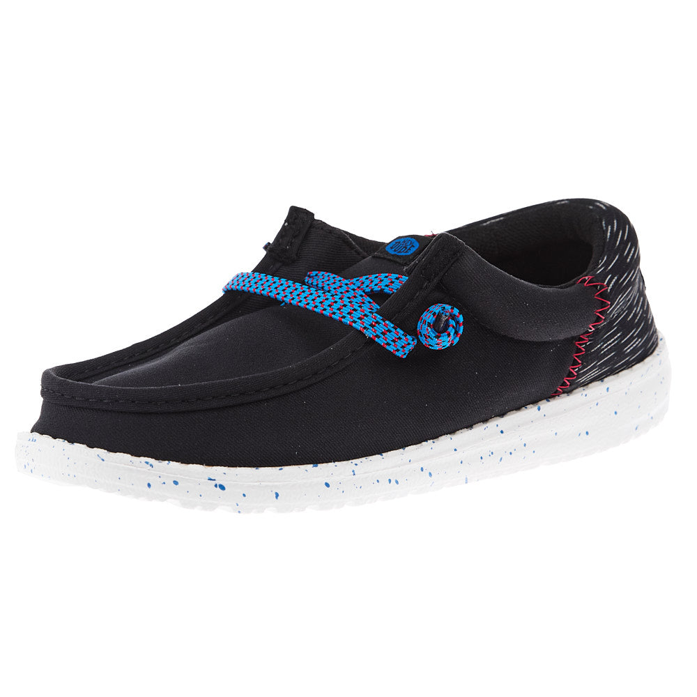 Hey Dude Youth Wally Jersey Jacquard Black and Red Causal Shoe