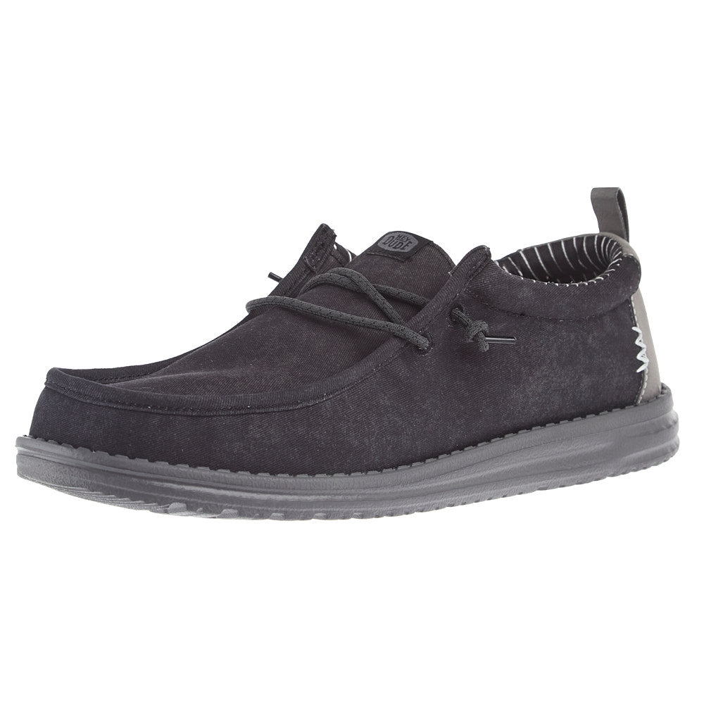 Hey Dude Men's Wally Vintage Classic Black Oyster Casual