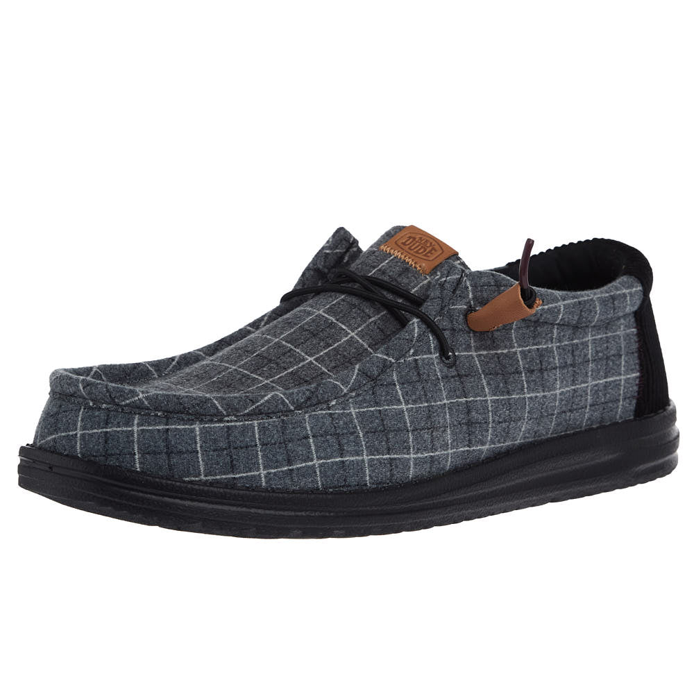 Hey Dude Men's Wally Black Plaid Corduroy Casual