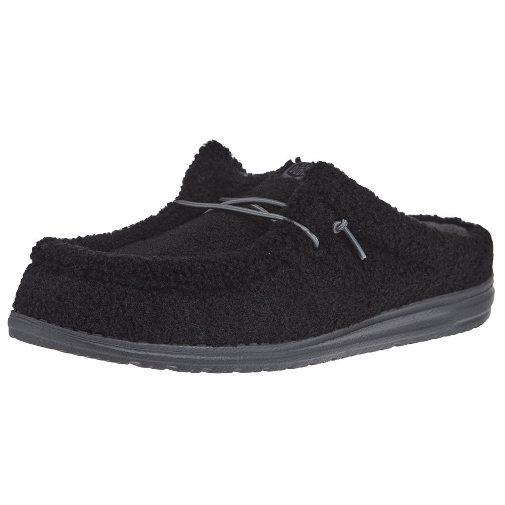 Hey Dude Men's Wally Slip Black Sherpa