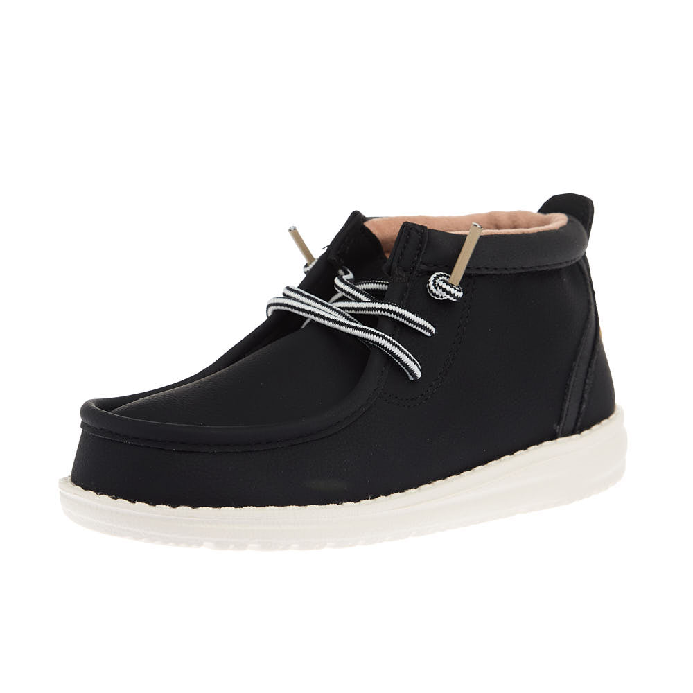 Hey Dude Youth Black Wally Mid Classic Casual Shoe