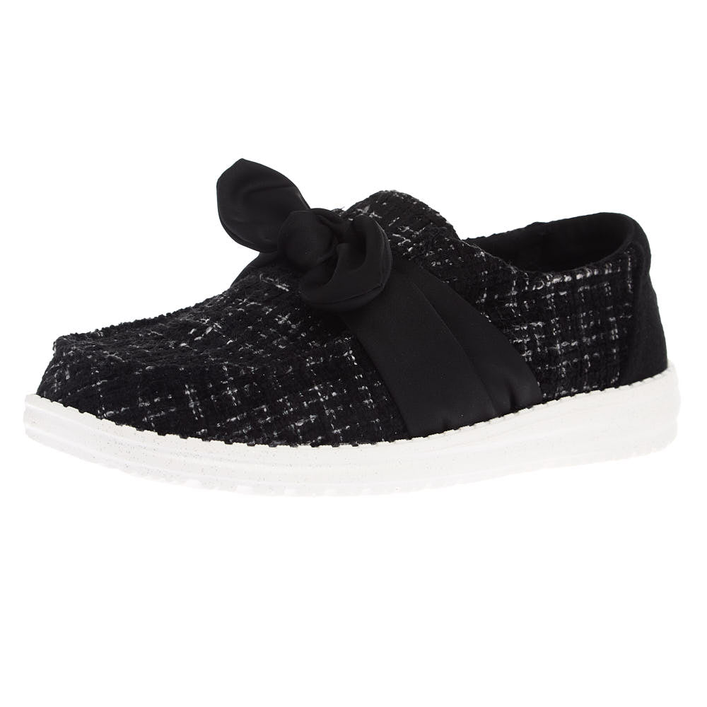 Hey Dude Women's Wendy Bow Tweed Black Casual