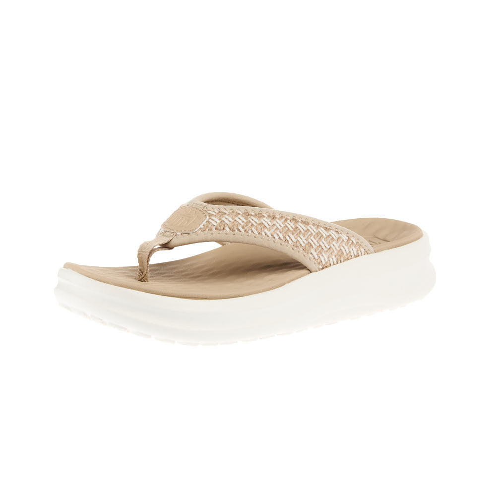 Hey Dude Women's Irish Cream and White Tide Flip Flop