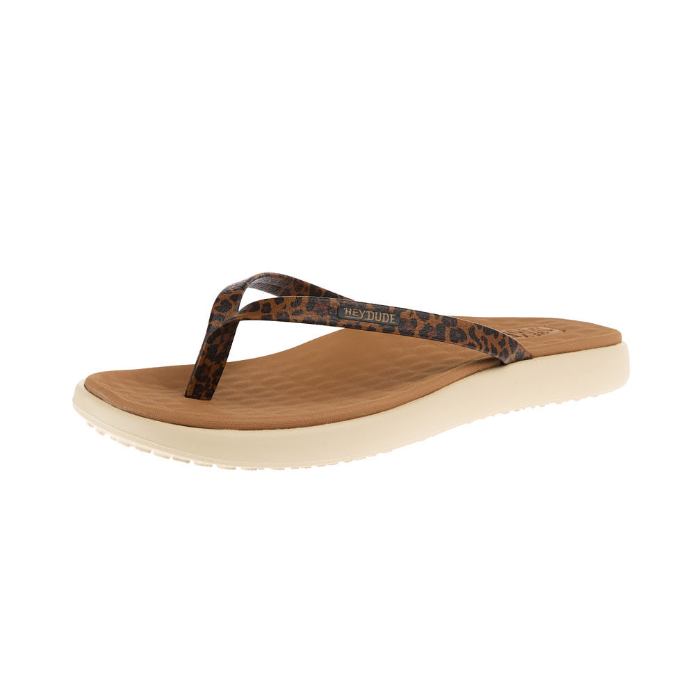 Hey Dude Women's Tan Leopard Maui Breez Flip Flop