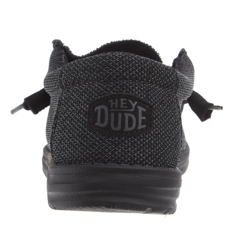 Hey Dude Mens Wally Sox Micro Total Black Casual Shoe