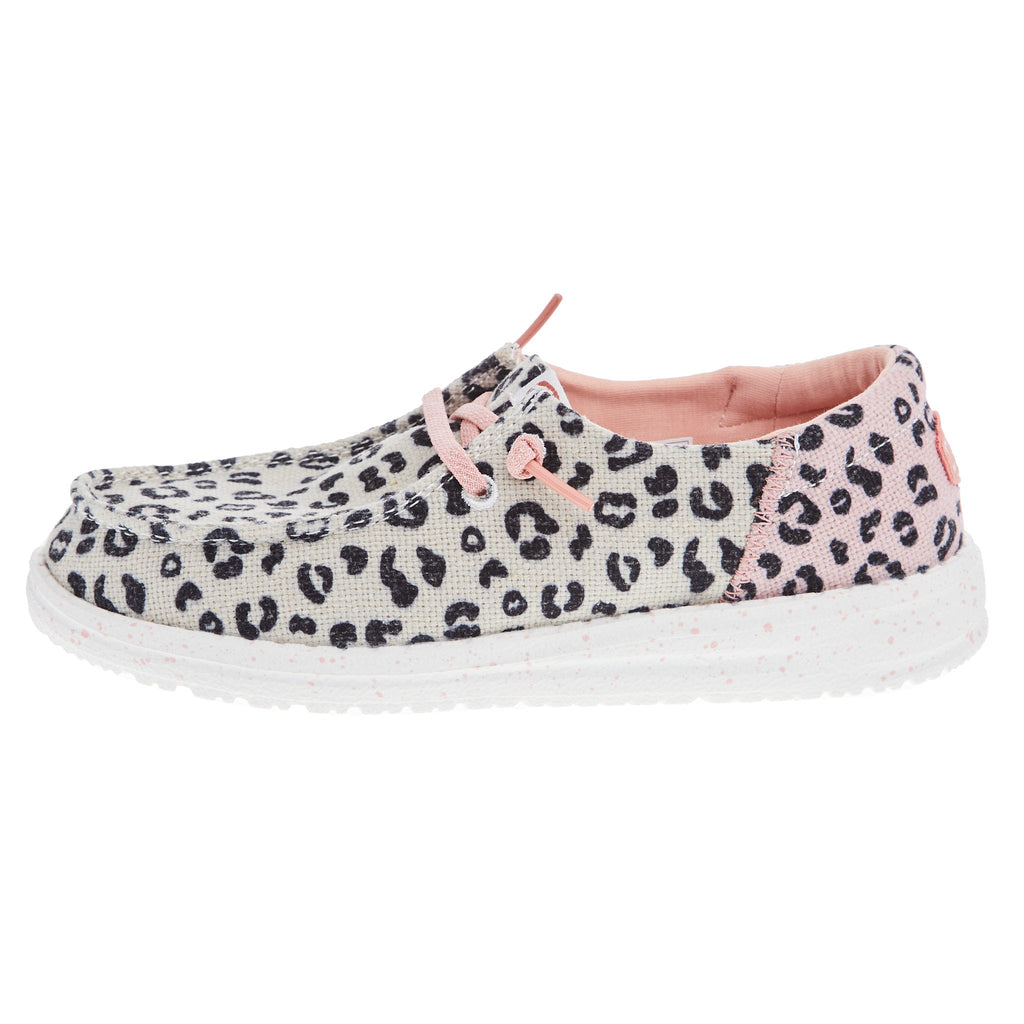 Hey Dude Youth Wendy Funk Leo Cream and Pink Casual Shoe