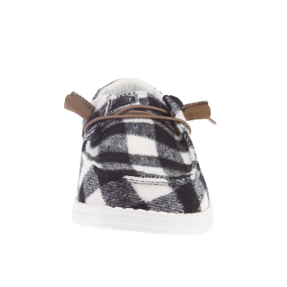 Hey Dude Women's Wendy Buffalo Plaid White and Black Casual