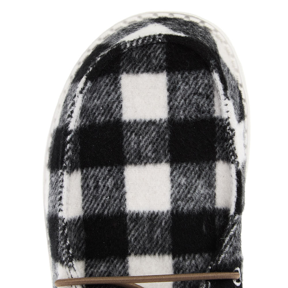 Hey Dude Women's Wendy Buffalo Plaid White and Black Casual