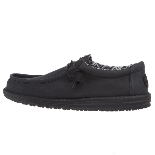 Hey Dude Men's Wally Canvas Black On Black Casual Shoe