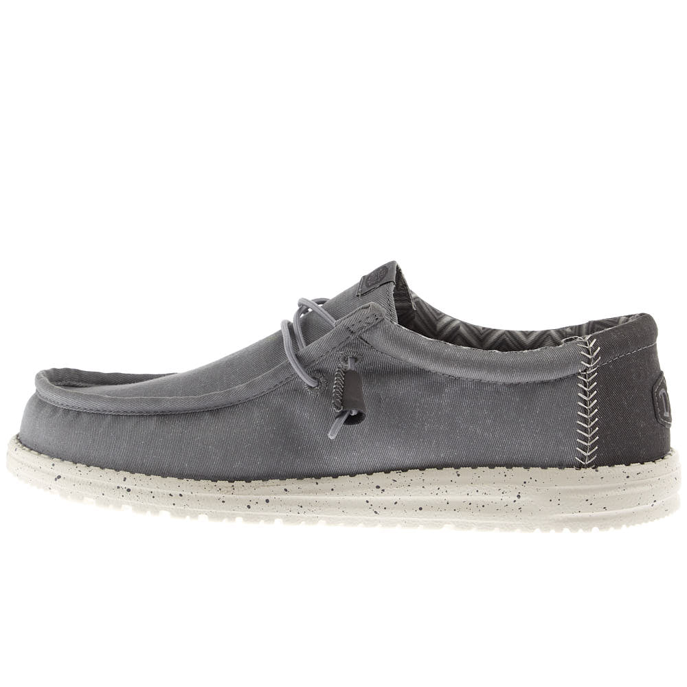 Hey Dude Men's Wally Stretch Canvas Grey Bone White Casual Shoe