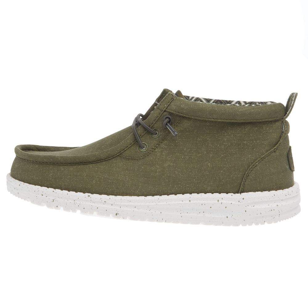 Hey Dude Men's Wally Mid Canvas Olive Casual Shoe