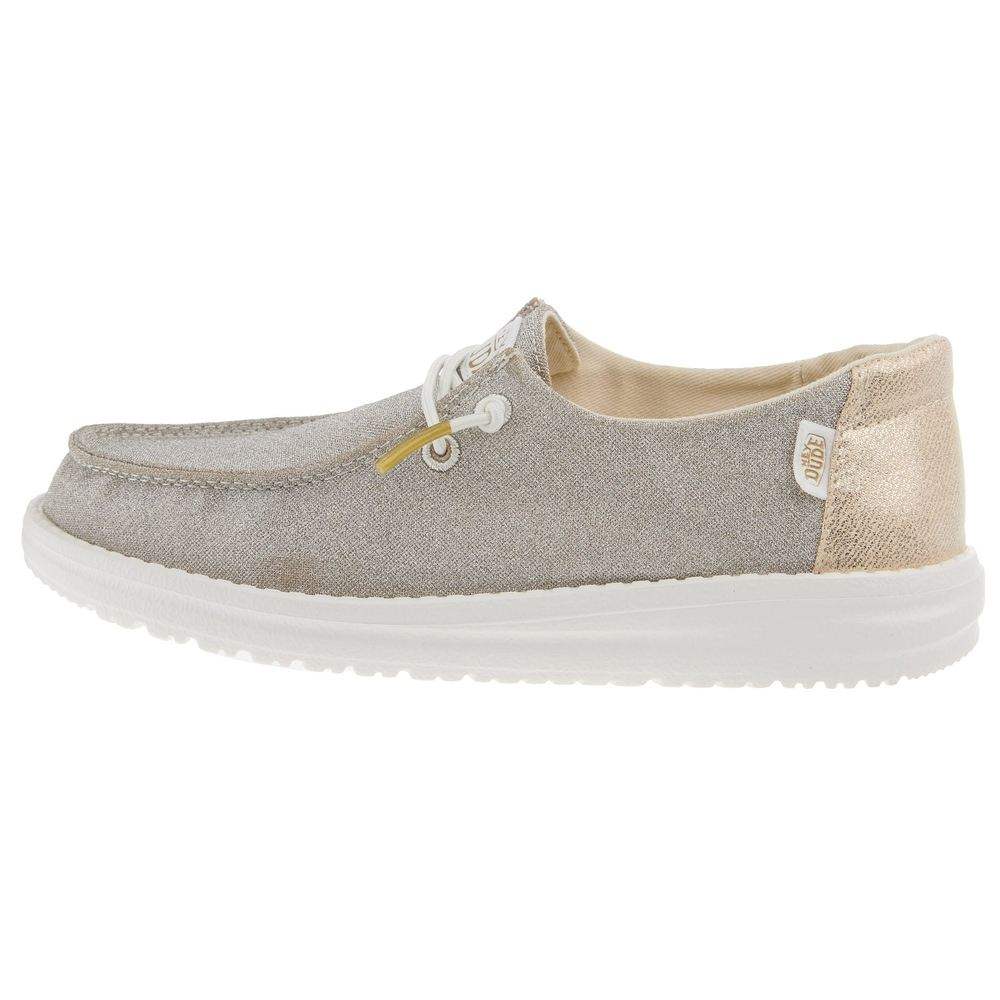 Hey Dude Girls Wendy Metallic Sparkle Gold Casual Shoe