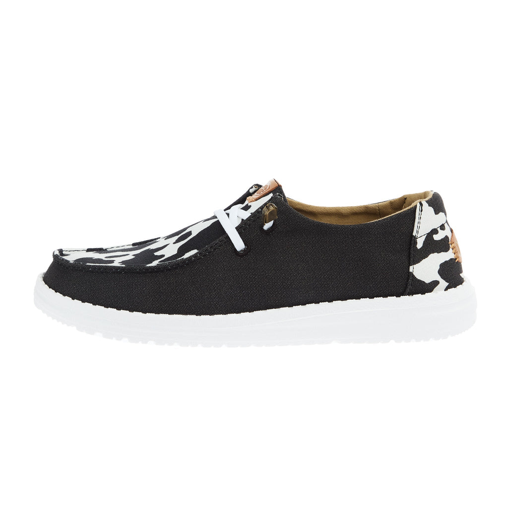 Hey Dude Women`s Black Cow Print Wendy Animal Casual