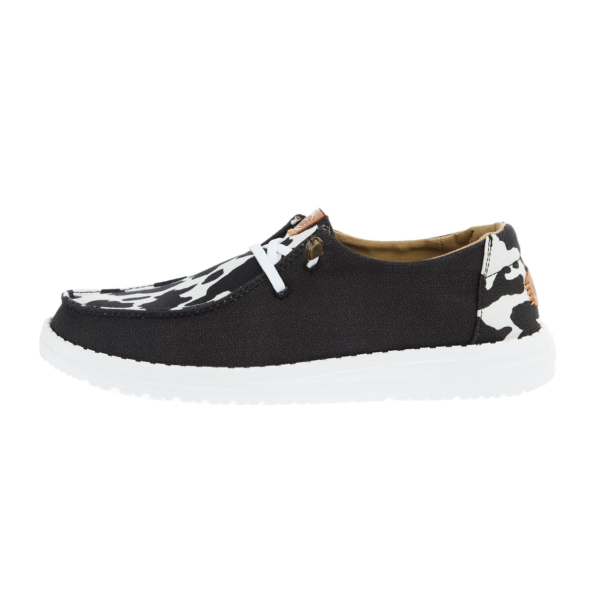 Hey Dude Women`s Black Cow Print Wendy Animal Casual