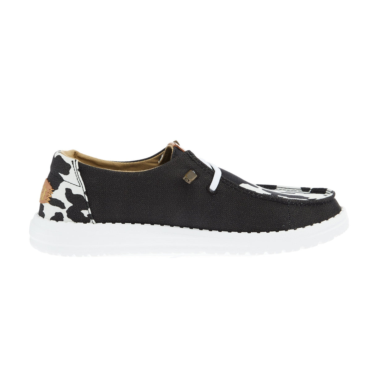 Hey Dude Women`s Black Cow Print Wendy Animal Casual