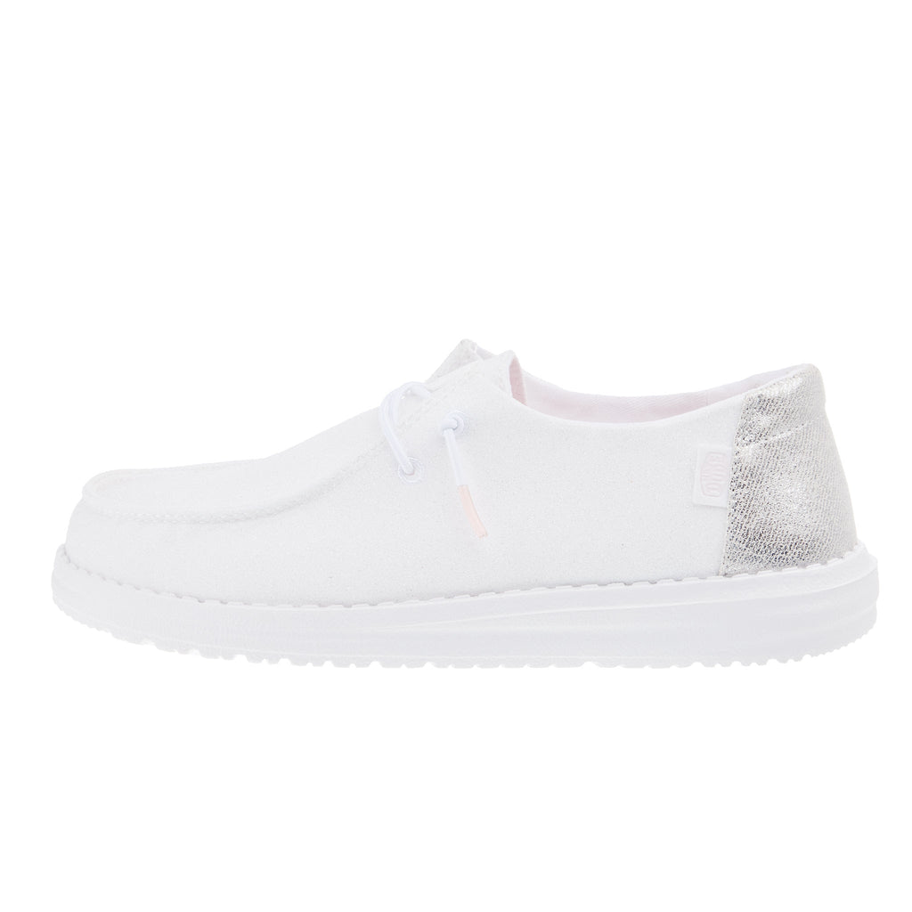 Hey Dude Womens White Metallic Sparkle Casual Shoe