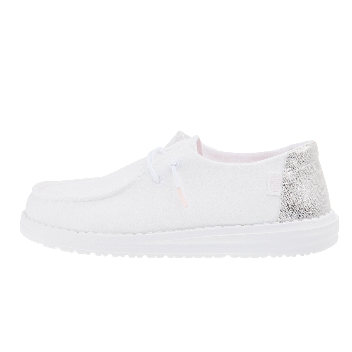 Hey Dude Womens White Metallic Sparkle Casual Shoe